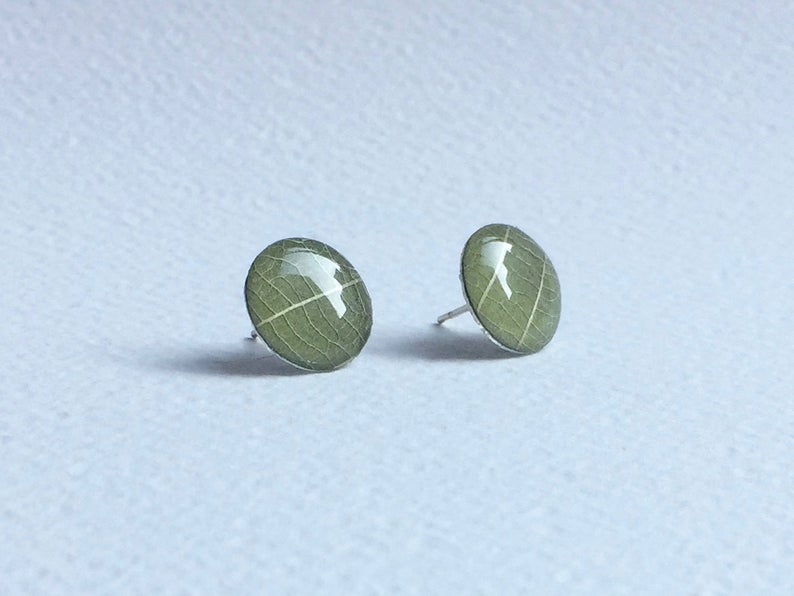 Leaf Stud Earrings-Medium