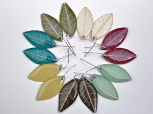 Leaf Shaped Earrings-Pearl White