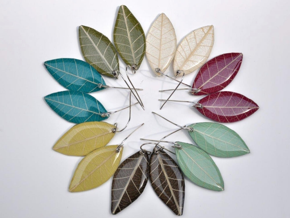Leaf Shaped Earrings-Olive Green