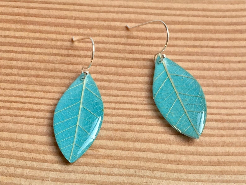 Leaf Shaped Earrings-Turquoise