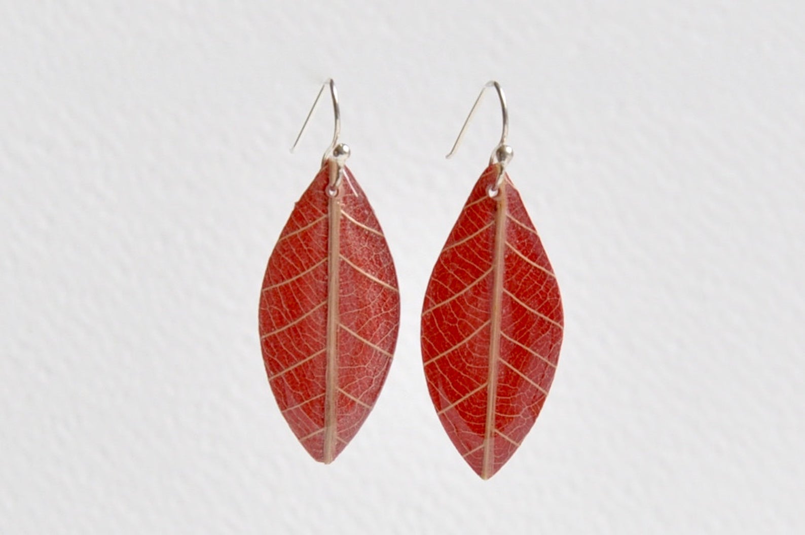 Leaf Shaped Earrings-Red